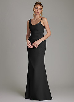 Azazie Ama Bridesmaid Dresses Black A-Line Pleated Chiffon Dress image3