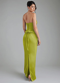 Azazie River Robes de demoiselle d'honneur Robe Fourreau Convertible en Satin extensible Corset Citronnelle image2