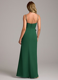 Azazie Tahlia Abiti da Damigella Abito A-Line in Chiffon Con Cintura Verde Scuro image7