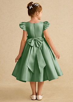 Azazie Pearl Blumenmädchenkleider Ballkleid Plissee Matte Satin Kleid Matcha image2