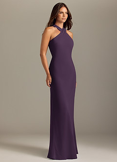 Azazie Doretta Bridesmaid Dresses Plum Mermaid Pleated Chiffon Dress image3