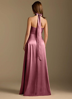 Azazie Tracie Bridesmaid Dresses Desert Rose A-Line Pleated Metallic Satin Dress image2