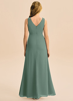 Azazie Floris Junior Jurk van Chiffon met A-Lijn Geplooid Eucalyptus image3