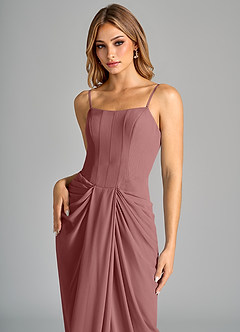 Azazie Anaïs Bridesmaid Dresses Desert Rose Sheath Strapless Chiffon Dress image7