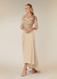 Azazie Monza Abiti per la Madre della Sposa Abito A-Line in Chiffon Pizzo Champagne image2