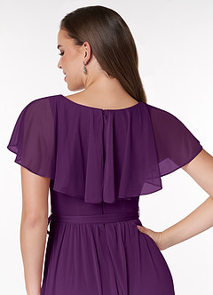 Azazie Jael Final Sale Grape A-Line V-Neck Mesh Dress image6