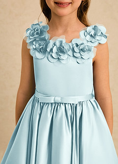 Azazie Eden Flower Girl Dresses Sea Glass Ball-Gown Pleated Matte Satin Dress image5