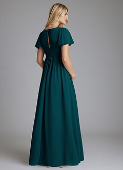 Azazie Verna Maternity Bridesmaid Dresses A-Line V-Neck Ruched Chiffon Floor-Length Dress image2