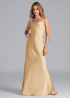 Azazie Seema Bridesmaid Dresses Gold Mermaid Corset Stretch Satin Dress image4