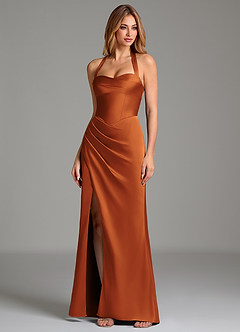 Azazie Serenity Bridesmaid Dresses Cinnamon Mermaid Sweetheart Neckline Stretch Satin Dress image4