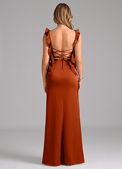 Azazie Jessamine Robes de demoiselle d'honneur Robe Trapèze en Satin extensible Corset Paprika image6