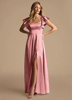 Azazie Bondi Bridesmaid Dresses Rosette A-Line Bow Metallic Satin Dress image4