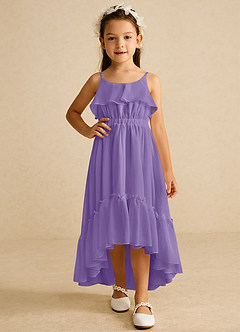 Azazie Karmen Blumenmädchenkleider A-Linie Gestreift Chiffon Kleid Tahiti image5