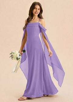 Azazie Moana Junior Linia A Pofałdowany Szyfon Długość podłogi Młodsza druhna Sukienka image2