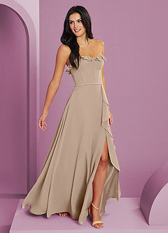 Barbie ♥ Azazie Bridesmaid Dresses Taupe A-Line Sweetheart Neckline Chiffon Dress image4
