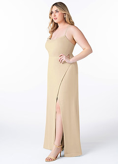 Azazie Maliya Vente Finale Robe Fourreau en Mousseline de soie Plissée Eucalyptus image8