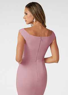Azazie Nicolina Bridesmaid Dresses Vintage Mauve Mermaid Square Neckline Stretch Crepe Dress image4