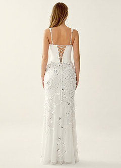 Belinda Ivory 3D Flowers Corset Lace Up Back Mermaid Prom Dress image2