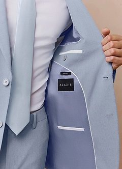 front Savile Light Blue Wool Blend Suit Jacket