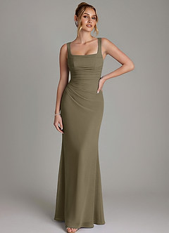 Azazie Agustina Bridesmaid Dresses Willow Green Mermaid Corset Chiffon Dress image1