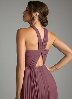 Azazie Afra Abiti da Damigella Abito A-Line in Chiffon Plissettato Sangria image6