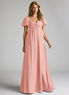 Azazie Madisynn Brautjungfernkleider für Schwangere Schleifen Chiffon Bodenlänge Kleid image1