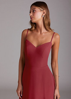 Azazie Marley Bridesmaid Dresses Pomegranate A-Line Off the Shoulder Chiffon Convertible Dress image2