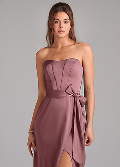 Azazie Jamie Bridesmaid Dresses Vintage Mauve A-Line Strapless Stretch Satin Convertible Dress image6