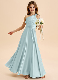 Azazie Charlize Junior Jurk van Stretch Satijn met A-Lijn Geplooid De Nevel image4