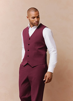 front James Burgundy Structured Stretch Suit Vest