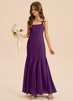 Azazie Evey Junior Abito Sirena in Chiffon Plissettato Uva image1