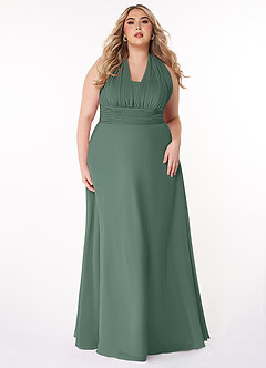 Azazie Fifi Abiti da Damigella Abito Convertibile A-Line in Chiffon Senza Cinturino Muschio Marino image12