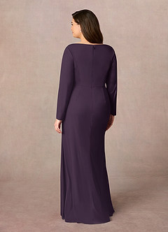 Azazie Risa Mother of the Bride Dresses Plum Mermaid V-Neck Pleated Mesh Dress image8
