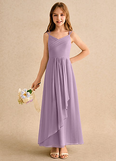 Azazie Zaida Girls Formal Flower Girl Dresses Wisteria A-Line Pleated Chiffon Dress image3