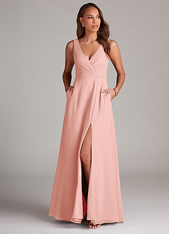 Azazie Nelly Bridesmaid Dresses Rosette A-Line Pleated Chiffon Dress image2