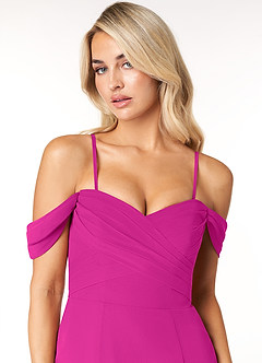 Azazie Joretta Robes de demoiselle d'honneur Robe Trapèze Convertible en Mousseline de soie Encolure en Forme de Cœur Fuchsia image6