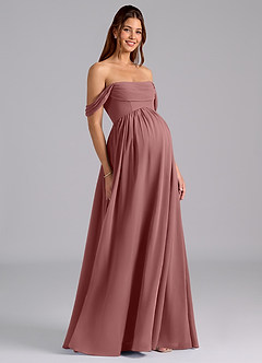 Azazie Saige Maternity Bridesmaid Dresses A-Line Pleated Chiffon Floor-Length Dress image1