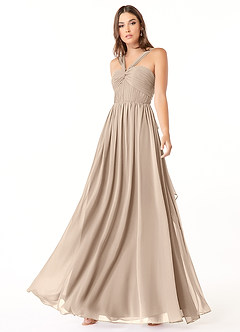 Azazie Dionne Final Sale Taupe A-Line Corset Chiffon Dress image4