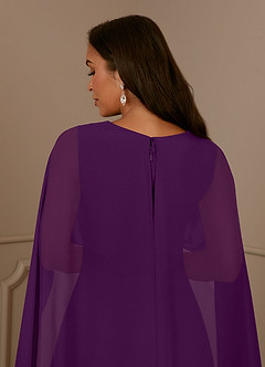 Azazie Isa Mother of the Bride Dresses Grape A-Line V-Neck Pleated Chiffon Dress image6