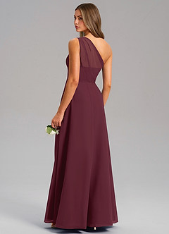Azazie Phaedra Brautjungfernkleider A-Linie One-Shoulder Chiffon Kleid Cabernetrot image7