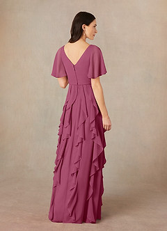 Azazie Watson Mother of the Bride Dresses Mulberry A-Line V-Neck Chiffon Dress image4