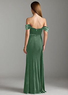Azazie Amyra Bridesmaid Dresses Eucalyptus Sheath Off the Shoulder Velvet Convertible Dress image2
