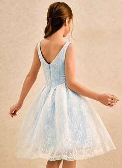 Azazie Cubbie Girls Formal Flower Girl Dresses Sky Blue A-Line Lace Dress image2