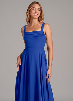 Azazie Shaude Bridesmaid Dresses Royal Blue A-Line Pleated Chiffon Dress image5