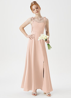 Azazie Rosey Junior Blushing Pink A-Line Sweetheart Neckline Stretch Satin Dress image3