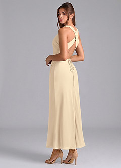 Azazie Evadne 신부 들러리 드레스 쉬스 주름진 쉬폰 발목 길이 드레스 image2