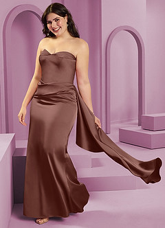 Barbie ♥ Azazie Bridesmaid Dresses Espresso Sheath Strapless Stretch Satin Convertible Dress image14