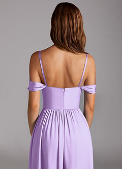 Azazie Calianna Bridesmaid Dresses Lilac A-Line Off the Shoulder Stretch Satin Convertible Dress image5