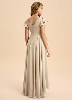 Azazie Caria Junior Champagne A-Line Pleated Chiffon Dress image2