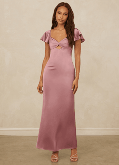 Christian Siriano Bridal for Azazie 1005 Vestidos de damas de honor Vestido de Rosa Polvorienta de Satén Elástico de Corte Recto con Escote de Corazón image4